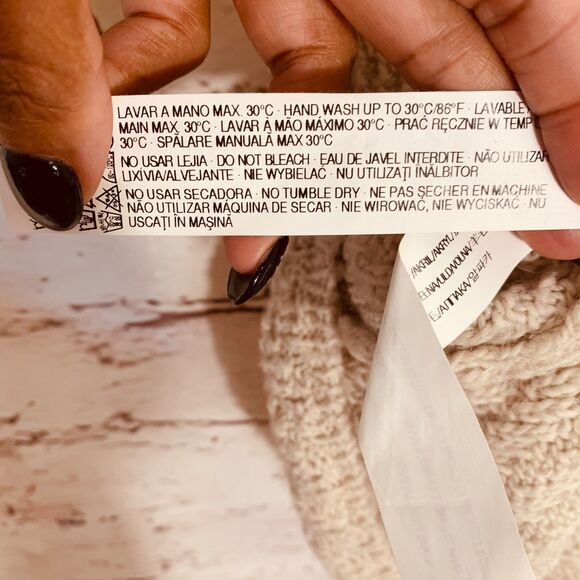 Zara Knit Sweater Dress Women’s Large Beige Marled Texture Cottagecore Knitwear - Picture 6 of 7